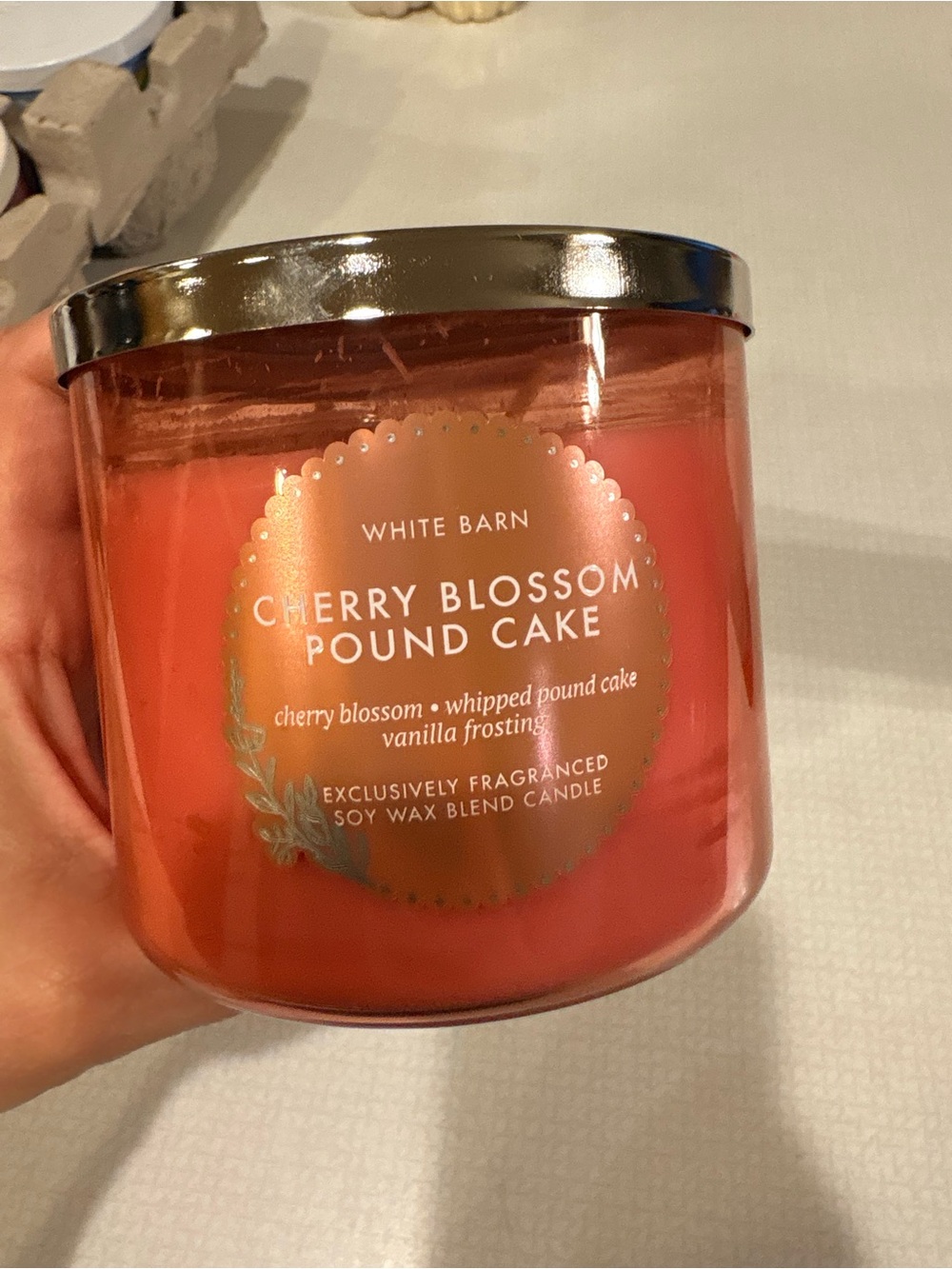 White Barn Cherry Blossom Pound Cake Candle - Coral Pink